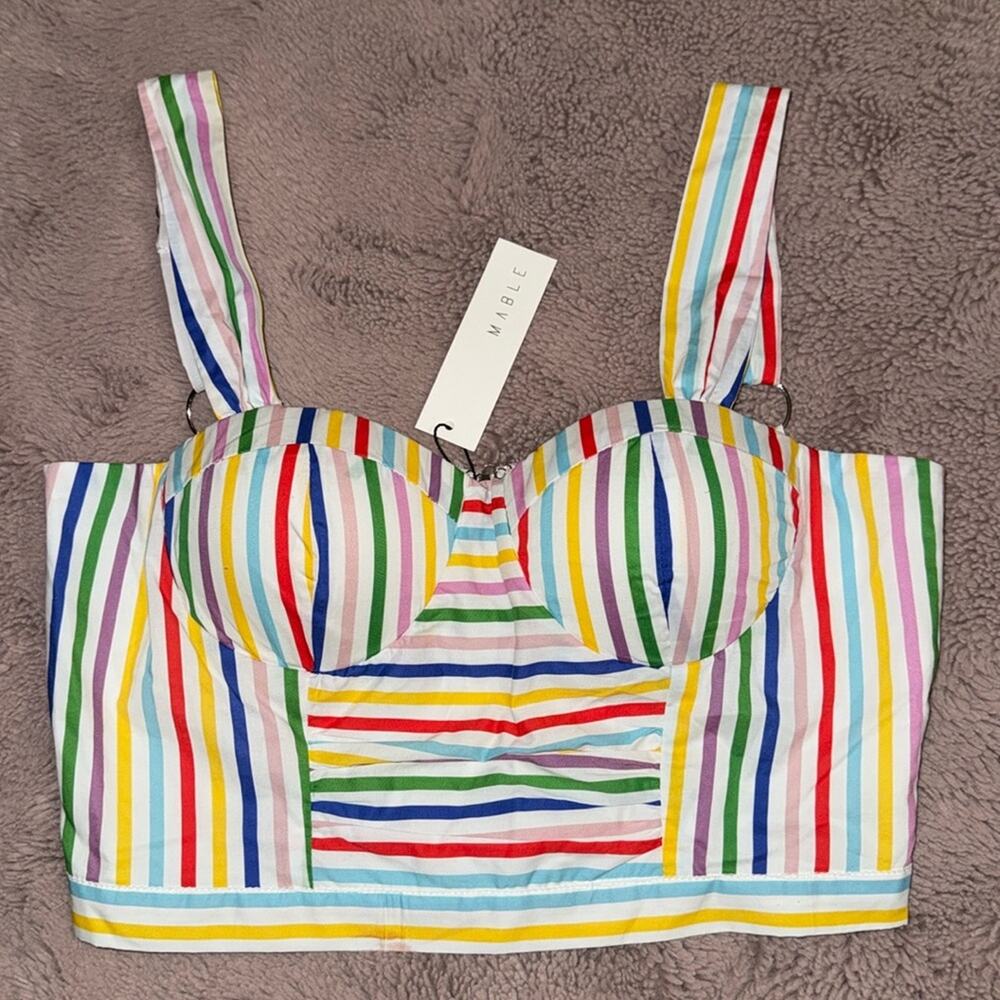 Suzanne Multicolored Stripe Beautiful Multi-Striped Bustier Top Size Large